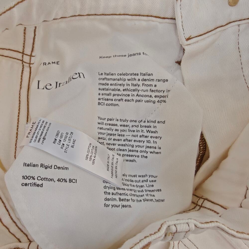 FRAME Le Italien True Straight Jeans 25 Blanc White Rigid Denim Made in Italy - Picture 7 of 8